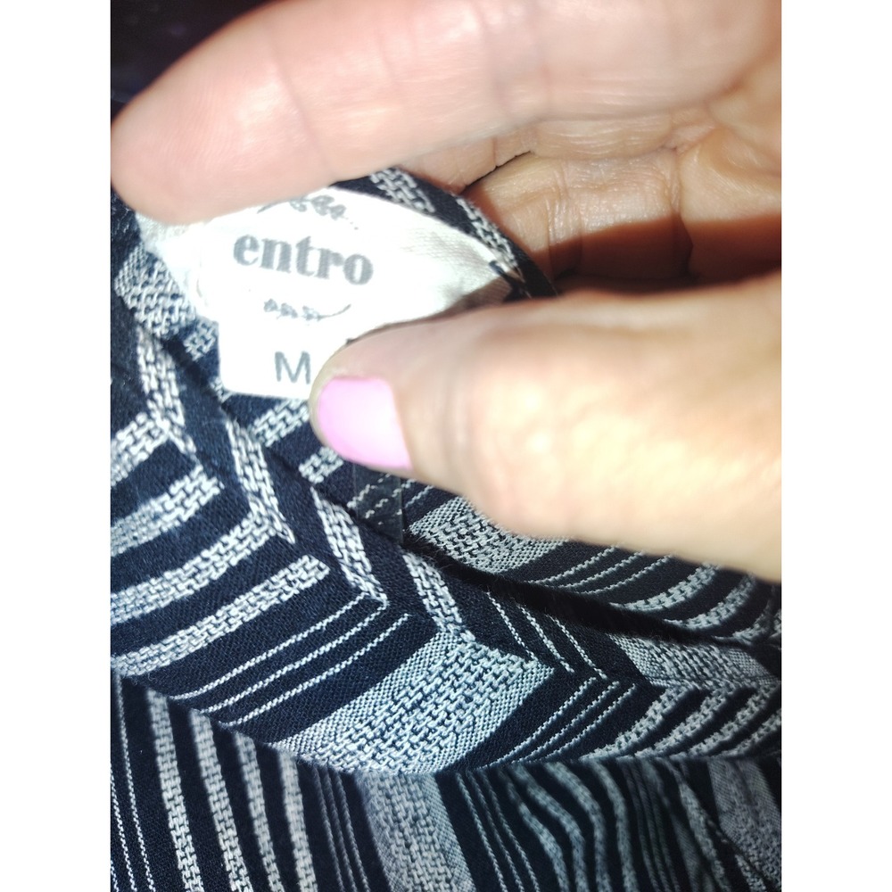 Entro Womens Black White Striped Sleeveless Wide Leg Jumpsuit Size Medium - Picture 2 of 3